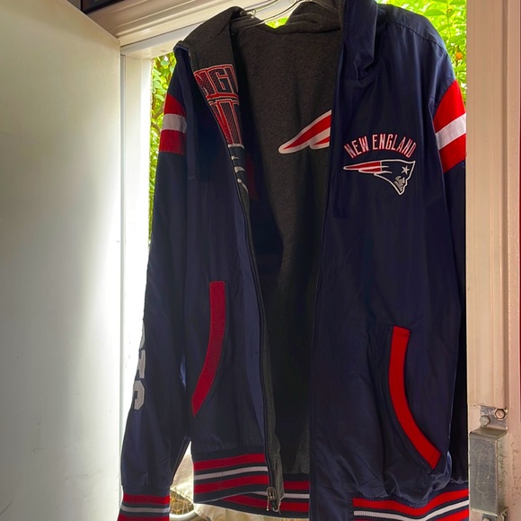 Navy/Heathered Charcoal New England Patriots Fast Pace Reversible Full-Zip - Picture 2 of 15